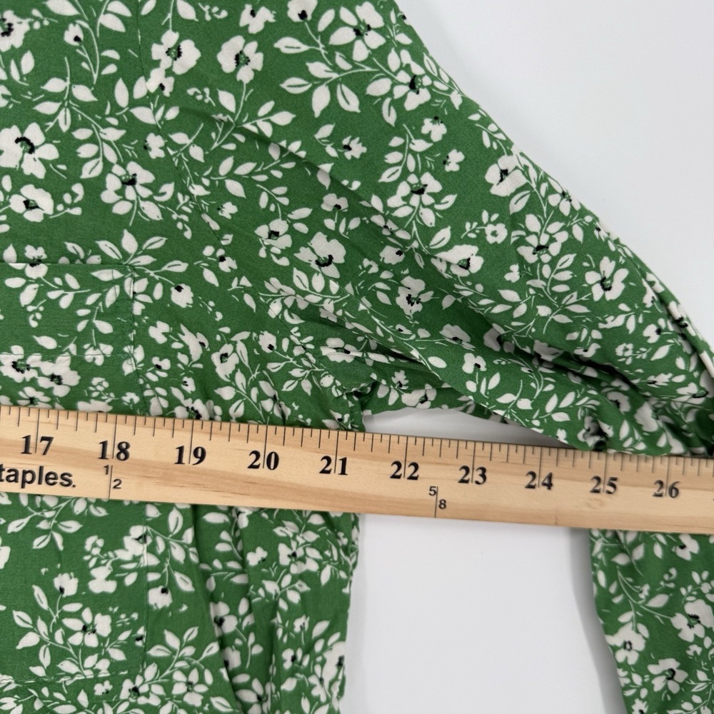J Jill Top Womens Small Green Floral Peasant Festival Boho Fairy Cottagecore - Picture 7 of 8